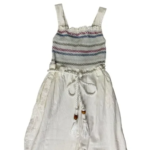 FREE PEOPLE Sienna Smocked Jumpsuit Ecru Bohemian Hippie Romper Sz XS NEW - Picture 4 of 8